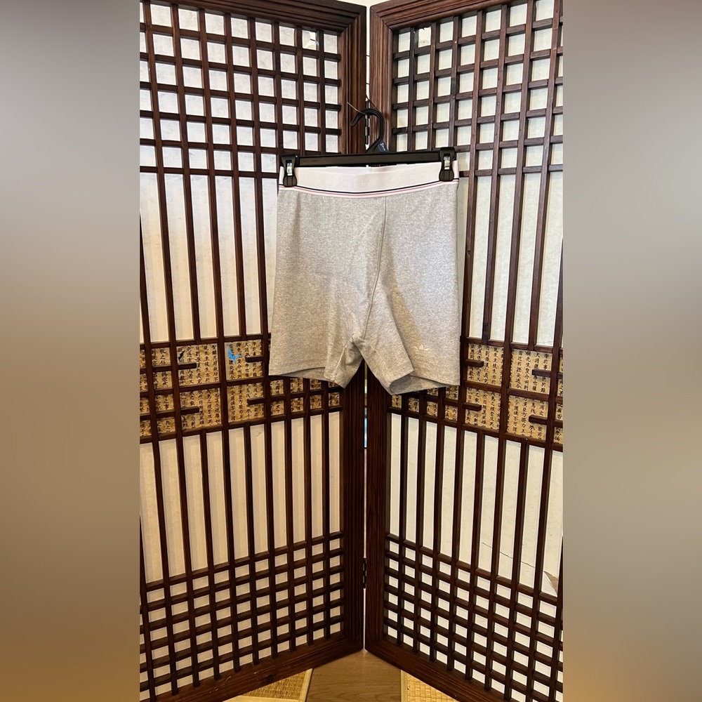 Adidas Women’s Light Gray/Grey White Ribbed Shorts